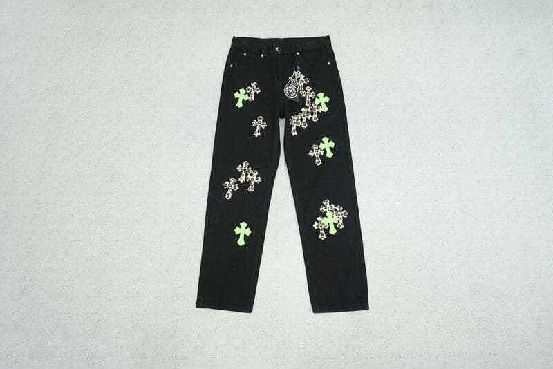 Calça Chrome Hearts Green & Leopard Cross