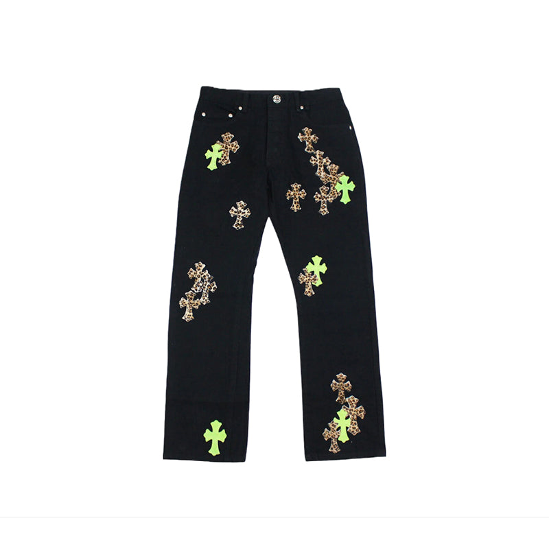 Calça Chrome Hearts Green & Leopard Cross