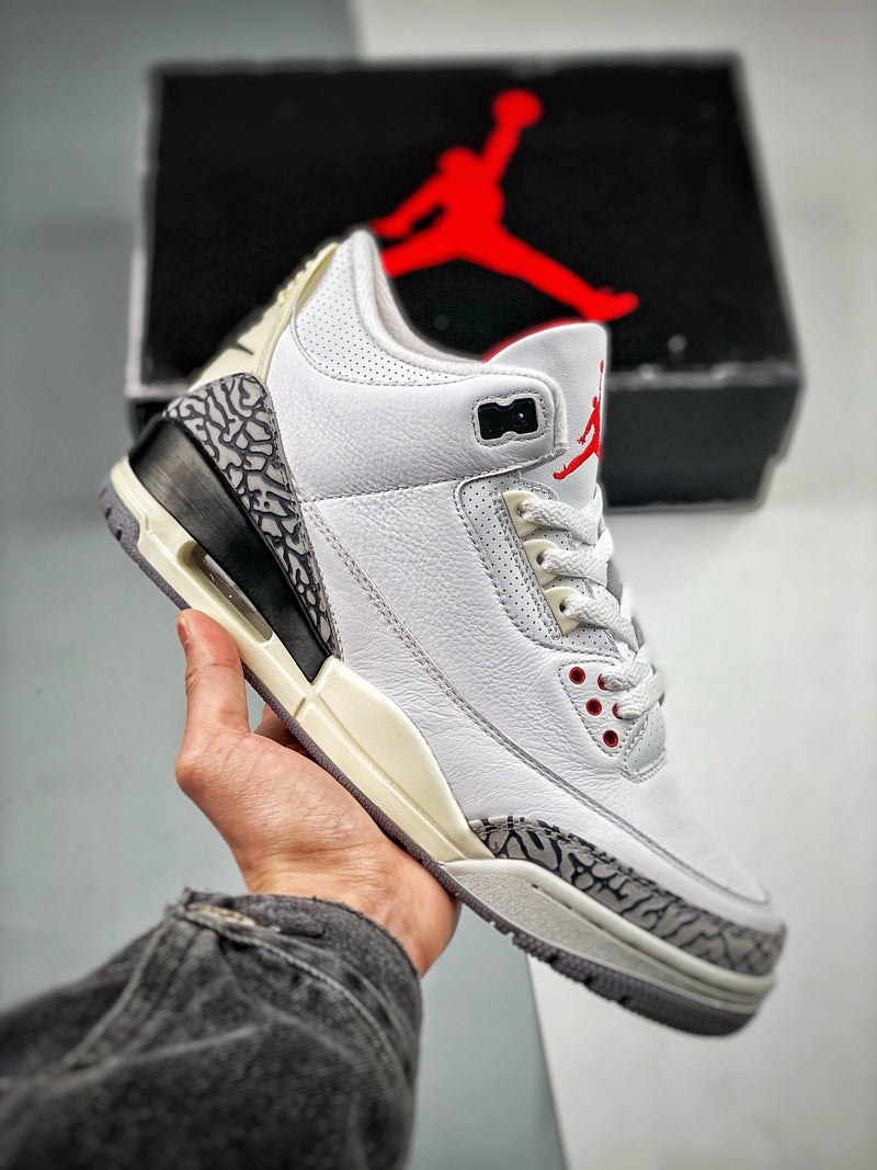 Tênis Nike Air Jordan 3 White Cement Reimagined"